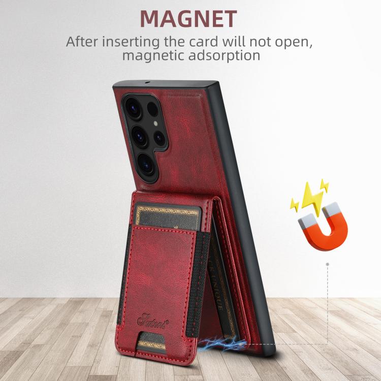 For Samsung Galaxy S25+ 5G Suteni H17 Oil Eax Leather MagSafe Detachable Wallet Phone Case(Red) - free shipping - PMC TechLife - Order now!