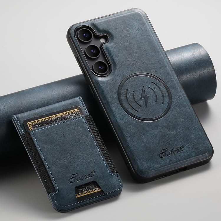 For Samsung Galaxy S25 5G Suteni H17 Oil Eax Leather MagSafe Detachable Wallet Phone Case(Blue) - Galaxy S25 5G Cases by Suteni | Online Shopping South Africa | PMC TechLife | Buy Now Pay Later Mobicred