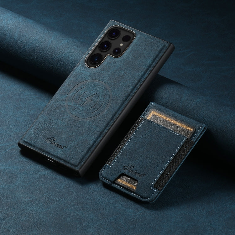 For Samsung Galaxy S24 Ultra 5G Suteni H17 Litchi Texture Leather MagSafe Detachable Wallet Phone Case(Blue) - Galaxy S24 Ultra 5G Cases by Suteni | Online Shopping South Africa | PMC Jewellery | Buy Now Pay Later Mobicred