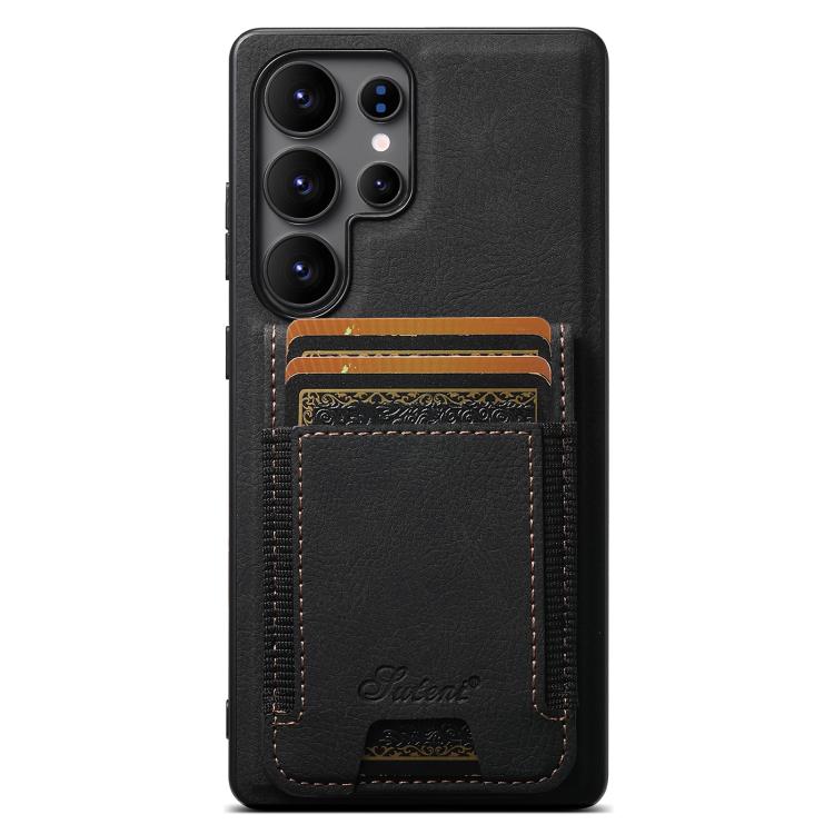 For Samsung Galaxy S25 Ultra 5G Suteni H17 Litchi Texture Leather MagSafe Detachable Wallet Phone Case(Black) - Galaxy S25 Ultra 5G Cases by Suteni | Online Shopping South Africa | PMC TechLife | Buy Now Pay Later Mobicred