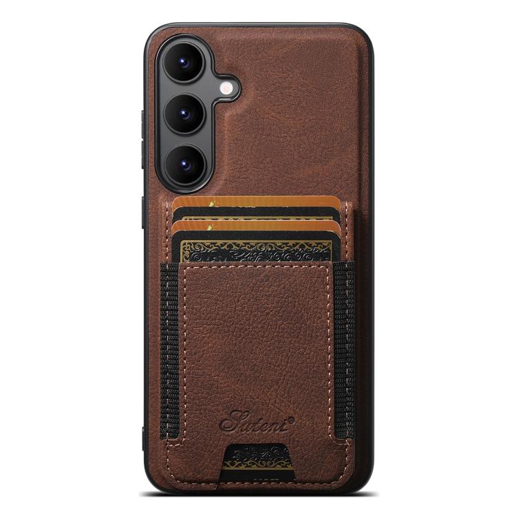 For Samsung Galaxy S25+ 5G Suteni H17 Litchi Texture Leather MagSafe Detachable Wallet Phone Case(Brown) - Galaxy S25+ 5G Cases by Suteni | Online Shopping South Africa | PMC TechLife | Buy Now Pay Later Mobicred