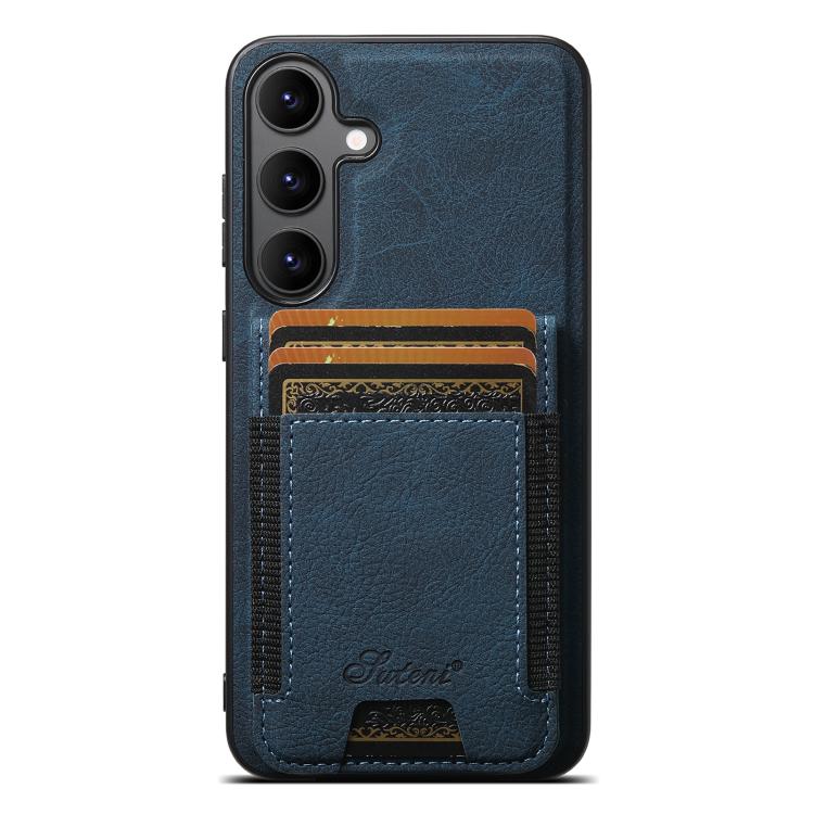 For Samsung Galaxy S25 5G Suteni H17 Litchi Texture Leather MagSafe Detachable Wallet Phone Case(Blue) - Galaxy S25 5G Cases by Suteni | Online Shopping South Africa | PMC TechLife | Buy Now Pay Later Mobicred