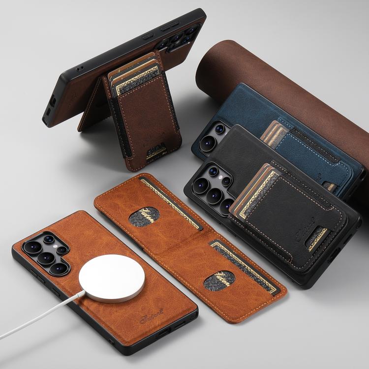 For Samsung Galaxy S25+ 5G Suteni H17 Litchi Texture Leather MagSafe Detachable Wallet Phone Case(Brown) - Galaxy S25+ 5G Cases by Suteni | Online Shopping South Africa | PMC TechLife | Buy Now Pay Later Mobicred