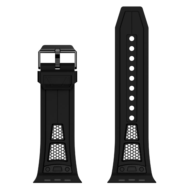 For Apple Watch SE 2023 44mm Breathable Stainless Steel Mesh TPU Watch Band(Black Black) - Watch Bands by PMC Jewellery | Online Shopping South Africa | PMC Jewellery