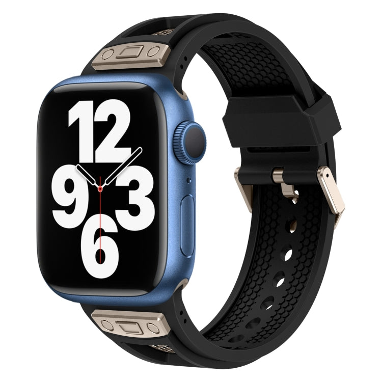 For Apple Watch Series 7 45mm Breathable Stainless Steel Mesh TPU Watch Band(Black Titanium) - Watch Bands by PMC Jewellery | Online Shopping South Africa | PMC Jewellery