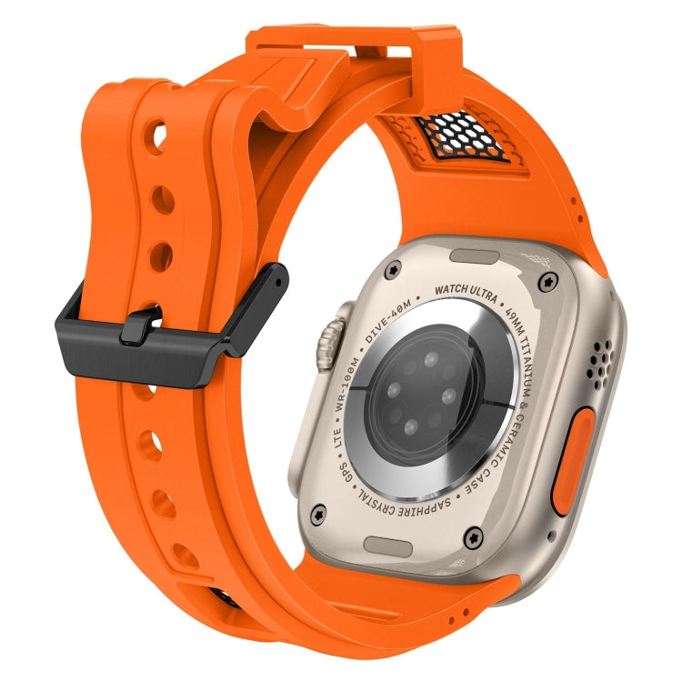 For Apple Watch Series 7 45mm Breathable Stainless Steel Mesh TPU Watch Band(Orange Black) - Watch Bands by PMC TechLife | Online Shopping South Africa | PMC TechLife