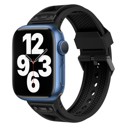 For Apple Watch Series 7 45mm Breathable Stainless Steel Mesh TPU Watch Band(Black Black) - Watch Bands by PMC Jewellery | Online Shopping South Africa | PMC Jewellery