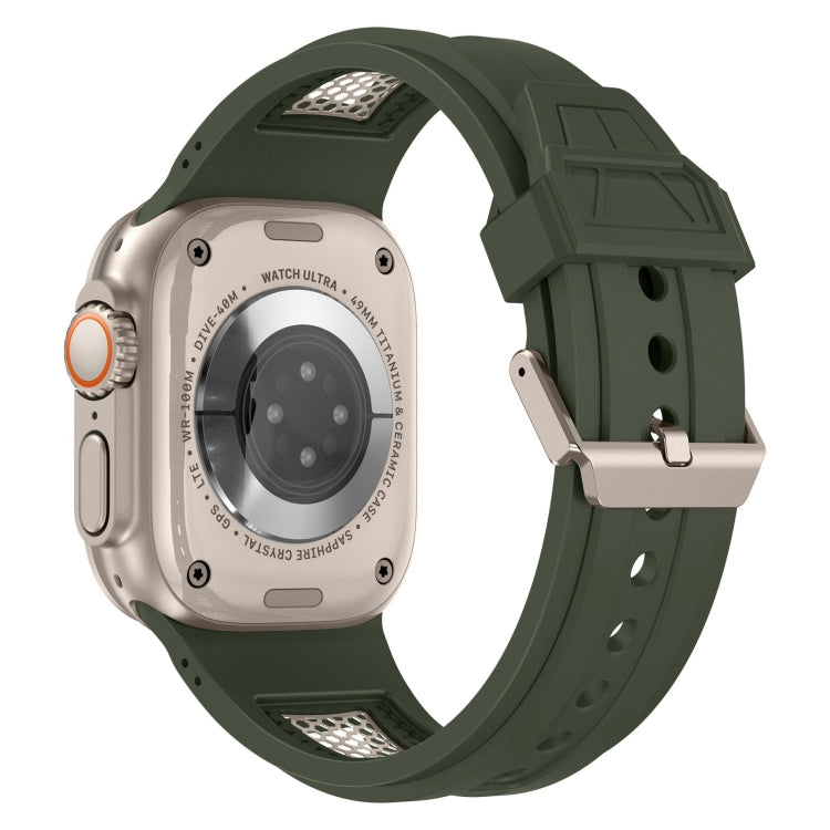 For Apple Watch Series 5 44mm Breathable Stainless Steel Mesh TPU Watch Band(Green Titanium) - Watch Bands by PMC TechLife | Online Shopping South Africa | PMC TechLife