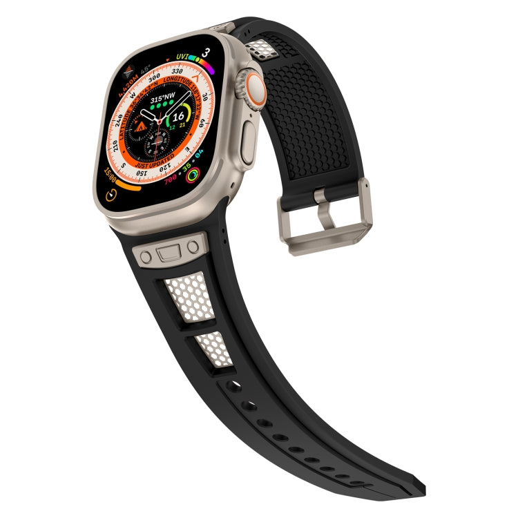 For Apple Watch Series 5 44mm Breathable Stainless Steel Mesh TPU Watch Band(Black Titanium) - Watch Bands by PMC TechLife | Online Shopping South Africa | PMC TechLife