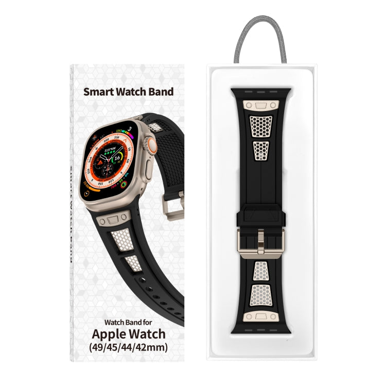 For Apple Watch Series 5 44mm Breathable Stainless Steel Mesh TPU Watch Band(Black Titanium) - Watch Bands by PMC TechLife | Online Shopping South Africa | PMC TechLife