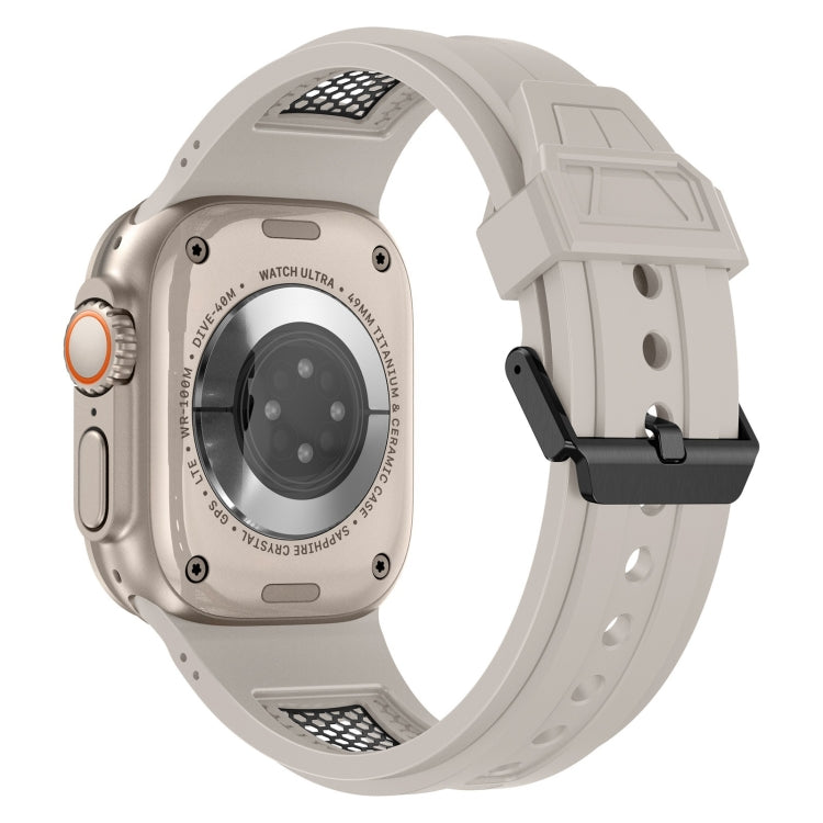 For Apple Watch Series 5 44mm Breathable Stainless Steel Mesh TPU Watch Band(Starlight Black) - Watch Bands by PMC TechLife | Online Shopping South Africa | PMC TechLife