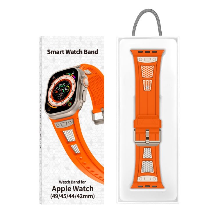 For  Apple Watch Series 4 44mm Breathable Stainless Steel Mesh TPU Watch Band(Orange Titanium) - Watch Bands by PMC Jewellery | Online Shopping South Africa | PMC Jewellery