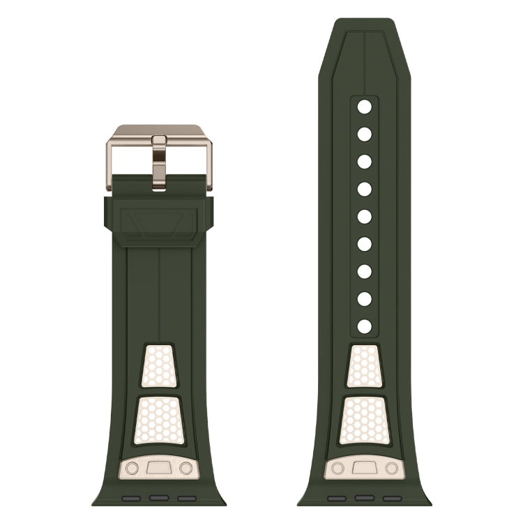 For  Apple Watch Series 4 44mm Breathable Stainless Steel Mesh TPU Watch Band(Green Titanium) - Watch Bands by PMC TechLife | Online Shopping South Africa | PMC TechLife