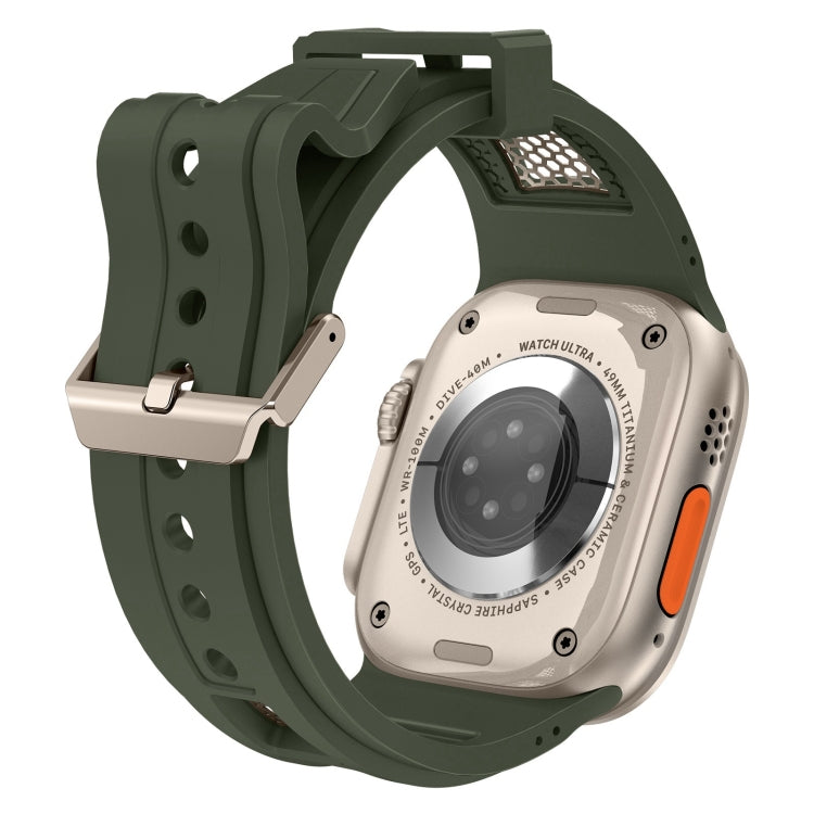 For  Apple Watch Series 4 44mm Breathable Stainless Steel Mesh TPU Watch Band(Green Titanium) - Watch Bands by PMC TechLife | Online Shopping South Africa | PMC TechLife