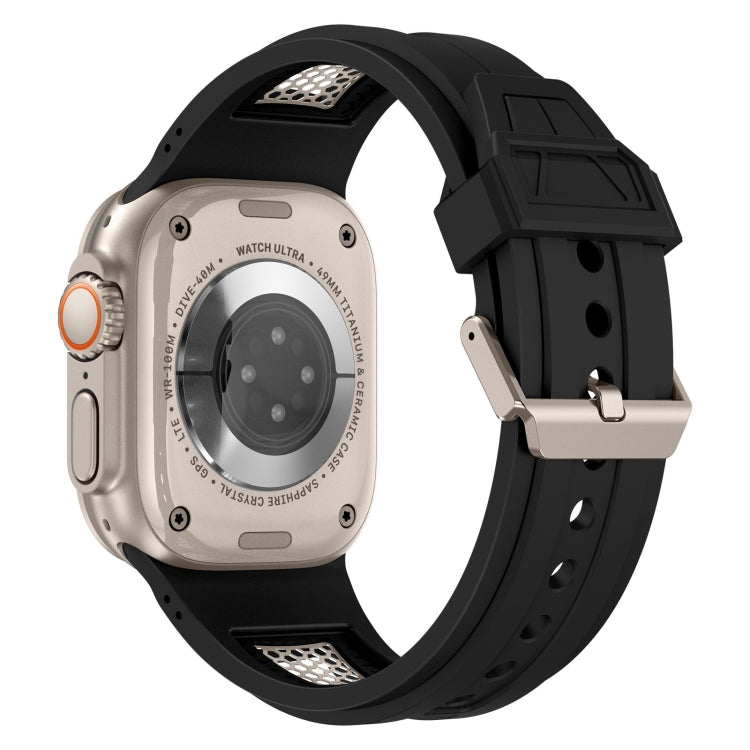 For  Apple Watch Series 4 44mm Breathable Stainless Steel Mesh TPU Watch Band(Black Titanium) - Watch Bands by PMC TechLife | Online Shopping South Africa | PMC TechLife