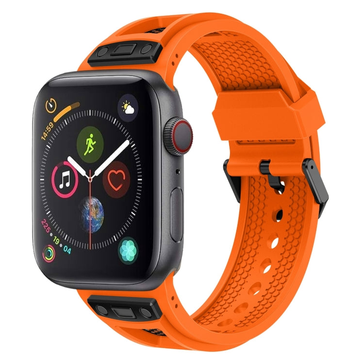 For  Apple Watch Series 4 44mm Breathable Stainless Steel Mesh TPU Watch Band(Orange Black) - Watch Bands by PMC Jewellery | Online Shopping South Africa | PMC Jewellery