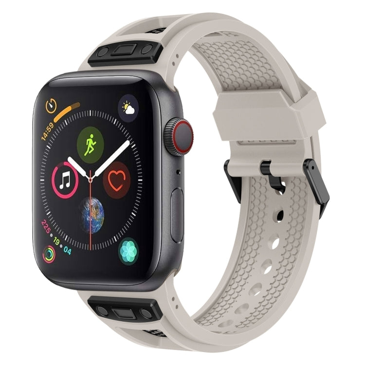 For  Apple Watch Series 4 44mm Breathable Stainless Steel Mesh TPU Watch Band(Starlight Black) - Watch Bands by PMC Jewellery | Online Shopping South Africa | PMC Jewellery