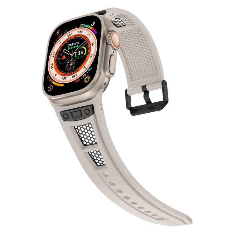 For Apple Watch Series 3 42mm Breathable Stainless Steel Mesh TPU Watch Band(Starlight Black) - Watch Bands by PMC TechLife | Online Shopping South Africa | PMC TechLife