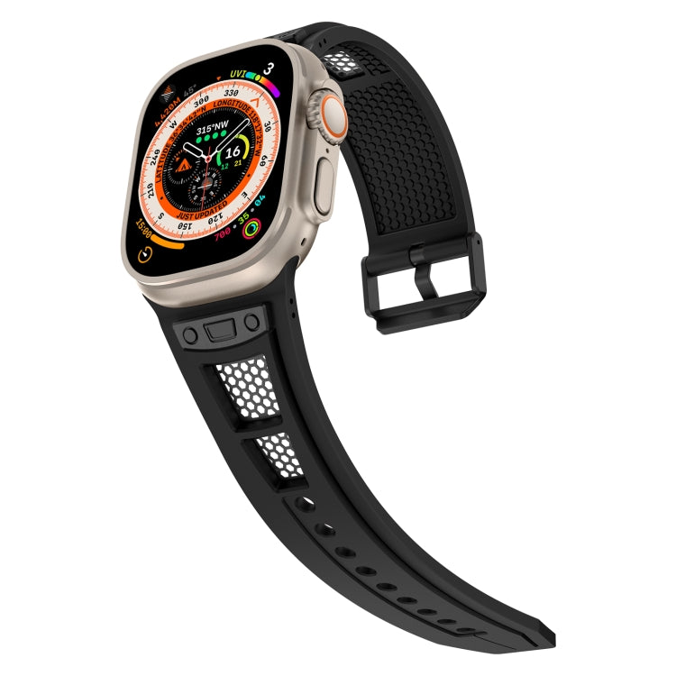 For Apple Watch Series 3 42mm Breathable Stainless Steel Mesh TPU Watch Band(Black Black) - free shipping - PMC TechLife - Order now!