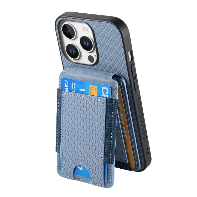 For iPhone 16 Pro Max Carbon Fiber Vertical Flip Wallet Stand Phone Case(Blue) - More iPhone Cases by PMC Jewellery | Online Shopping South Africa | PMC Jewellery | Buy Now Pay Later Mobicred