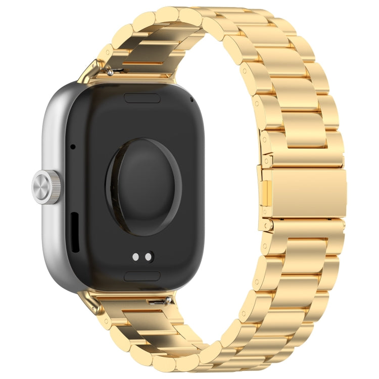 For Redmi Watch 4 Three Bead Stainless Steel Metal Watch Band(Gold) - Watch Bands by PMC TechLife | Online Shopping South Africa | PMC TechLife