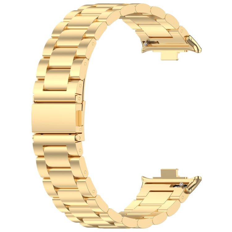 For Xiaomi Mi Band 8 Pro Three Bead Stainless Steel Metal Watch Band(Gold) - Watch Bands by PMC TechLife | Online Shopping South Africa | PMC TechLife
