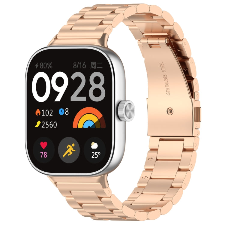 For Xiaomi Smart Band 9 Pro / 8 Pro Three Bead Stainless Steel Metal Watch Band(Rose Gold) - free shipping - PMC TechLife - Order now!