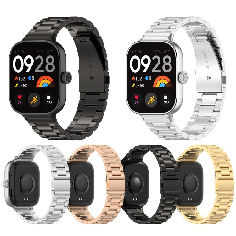 For Redmi Watch 4 Three Bead Stainless Steel Metal Watch Band(Gold) - Watch Bands by PMC TechLife | Online Shopping South Africa | PMC TechLife