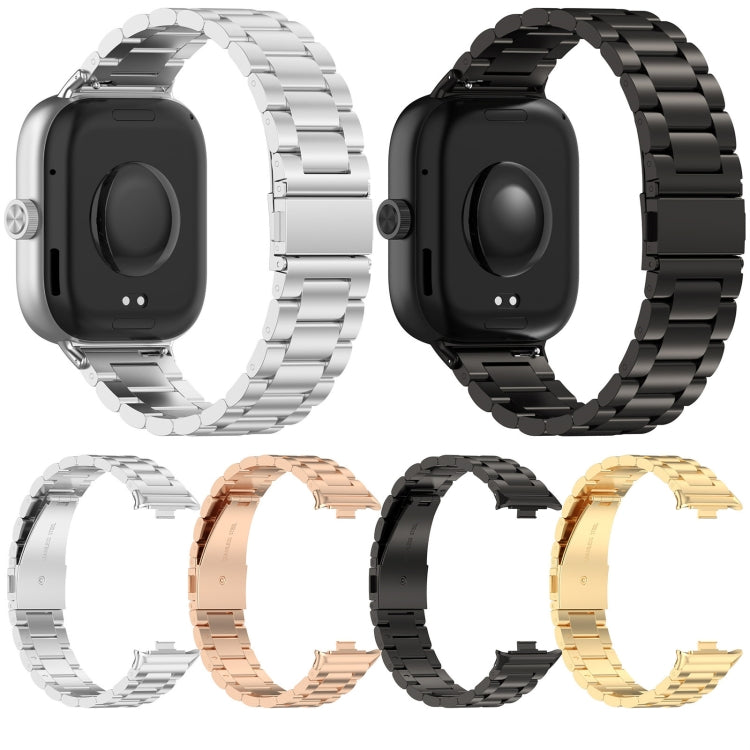 For Xiaomi Mi Band 8 Pro Three Bead Stainless Steel Metal Watch Band(Gold) - Watch Bands by PMC TechLife | Online Shopping South Africa | PMC TechLife