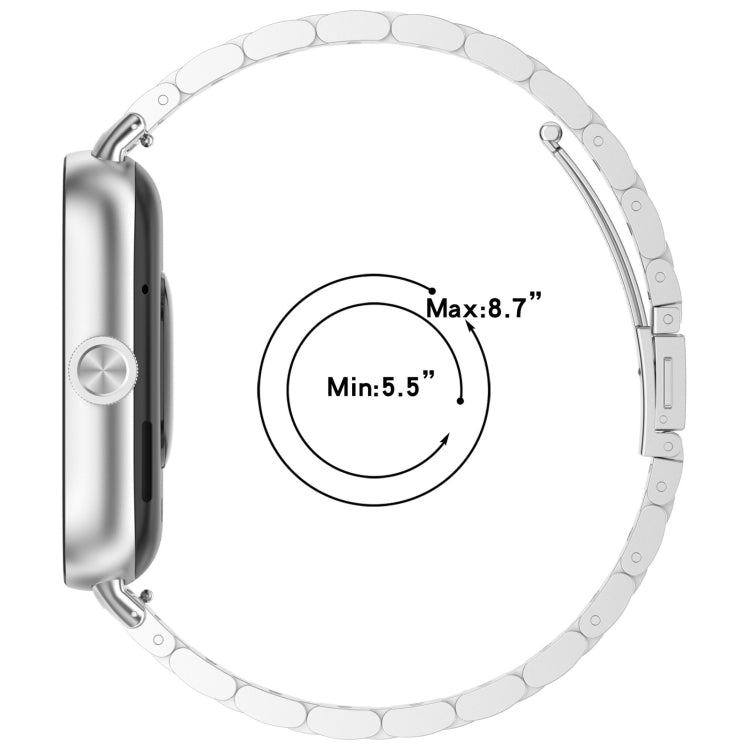 For Xiaomi Mi Band 8 Pro Three Bead Stainless Steel Metal Watch Band(Silver) - Watch Bands by PMC Jewellery | Online Shopping South Africa | PMC Jewellery