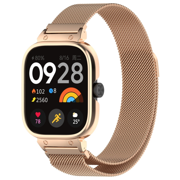 For CMF Watch Pro D395 Metal Frame + Milanese Integrated Magnetic Watch Band(Rose Gold) - Watch Bands by PMC TechLife | Online Shopping South Africa | PMC TechLife