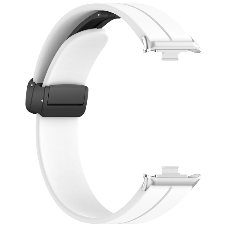 For Redmi Watch 4 Groove Folding Magnetic Buckle Silicone Watch Band(White) - Watch Bands by PMC Jewellery | Online Shopping South Africa | PMC Jewellery