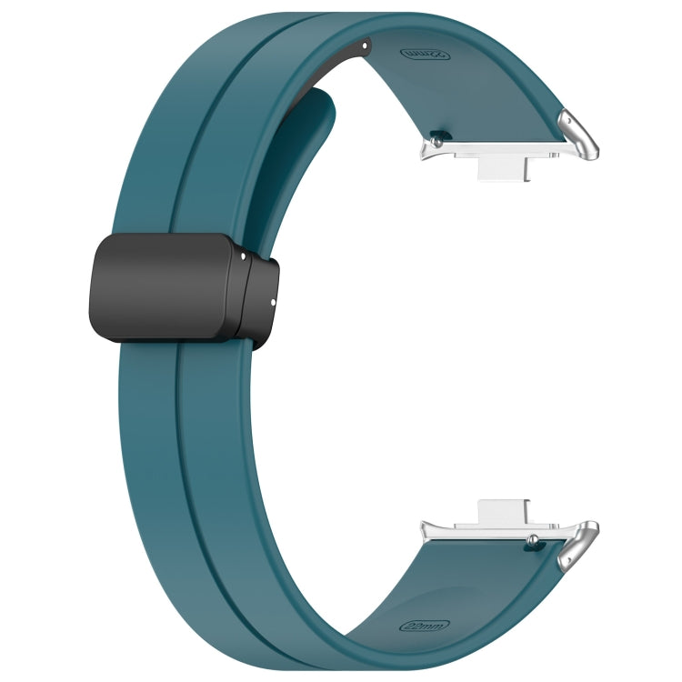 For Redmi Watch 4 Groove Folding Magnetic Buckle Silicone Watch Band(Cyan) - Watch Bands by PMC Jewellery | Online Shopping South Africa | PMC Jewellery