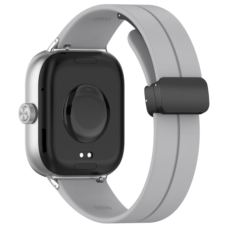 For Redmi Watch 4 Groove Folding Magnetic Buckle Silicone Watch Band(Light Gray) - Watch Bands by PMC TechLife | Online Shopping South Africa | PMC TechLife