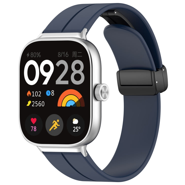 For Redmi Watch 4 Groove Folding Magnetic Buckle Silicone Watch Band(Dark Blue) - Watch Bands by PMC TechLife | Online Shopping South Africa | PMC TechLife