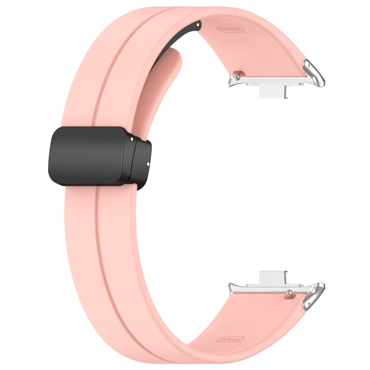 For Xiaomi  Mi Band 8 Pro Groove Folding Magnetic Buckle Silicone Watch Band(Pink) - Watch Bands by PMC Jewellery | Online Shopping South Africa | PMC Jewellery