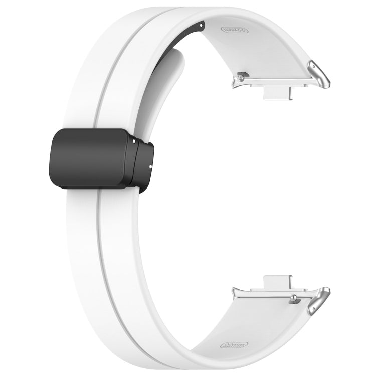 For Xiaomi  Mi Band 8 Pro Groove Folding Magnetic Buckle Silicone Watch Band(White) - Watch Bands by PMC Jewellery | Online Shopping South Africa | PMC Jewellery