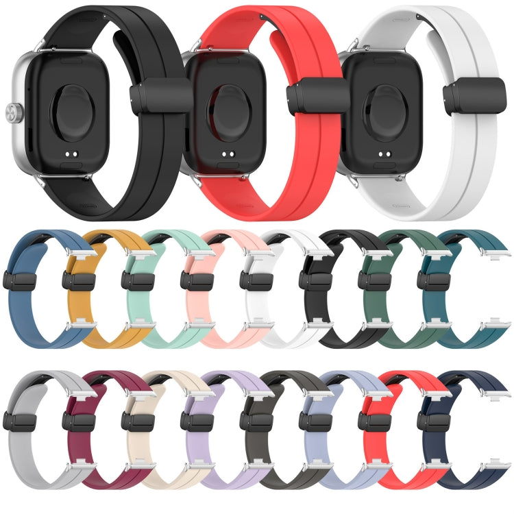 For Redmi Watch 4 Groove Folding Magnetic Buckle Silicone Watch Band(Dark Green) - Watch Bands by PMC TechLife | Online Shopping South Africa | PMC TechLife