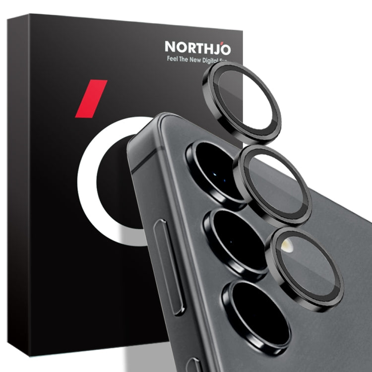 For Samsung Galaxy S24 5G NORTHJO Camera LensCD Vein Metal Ring Tempered Glass Film(Black) - free shipping - PMC Jewellery - Order now!