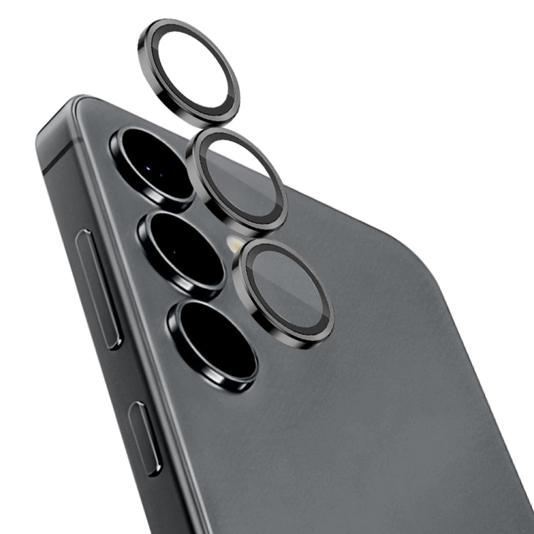 For Samsung Galaxy S24 5G NORTHJO Camera LensCD Vein Metal Ring Tempered Glass Film(Black) - free shipping - PMC Jewellery - Order now!
