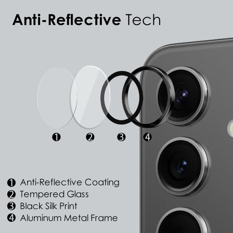For Samsung Galaxy S24 5G NORTHJO Camera LensCD Vein Metal Ring Tempered Glass Film(Black) - free shipping - PMC Jewellery - Order now!