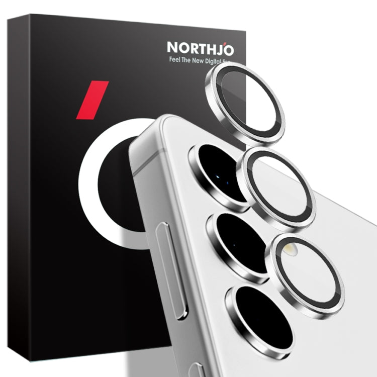 For Samsung Galaxy S24 5G NORTHJO Camera LensCD Vein Metal Ring Tempered Glass Film(Silver) - free shipping - PMC Jewellery - Order now!