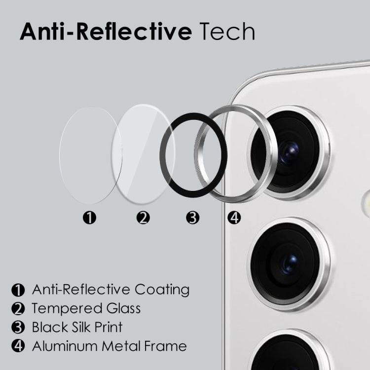 For Samsung Galaxy S24 5G NORTHJO Camera LensCD Vein Metal Ring Tempered Glass Film(Silver) - free shipping - PMC Jewellery - Order now!