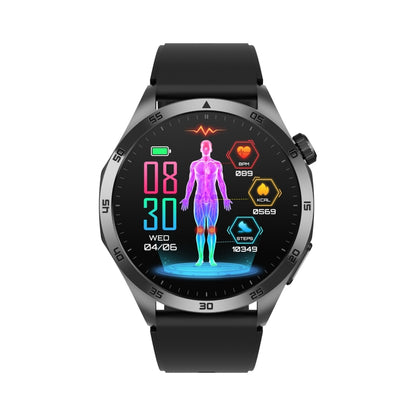 ET485 1.43 inch Color Screen Smart Watch Silicone Strap, Support Bluetooth Call / Micro-physical Examination(Black) - Smart Watches by PMC Jewellery | Online Shopping South Africa | PMC Jewellery