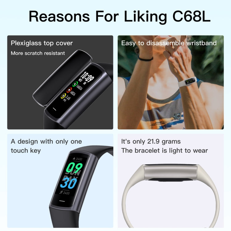 C68L IP67 Waterproof Smart Bracelet Sport Fitness Tracker(Dark Blue) - free shipping - PMC TechLife - Order now!