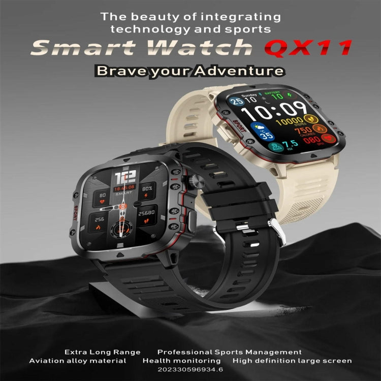 QX11 1.96 inch Color Screen Smart Watch Leather Strap Support Bluetooth Call(Black) - Smart Watches by PMC TechLife | Online Shopping South Africa | PMC TechLife