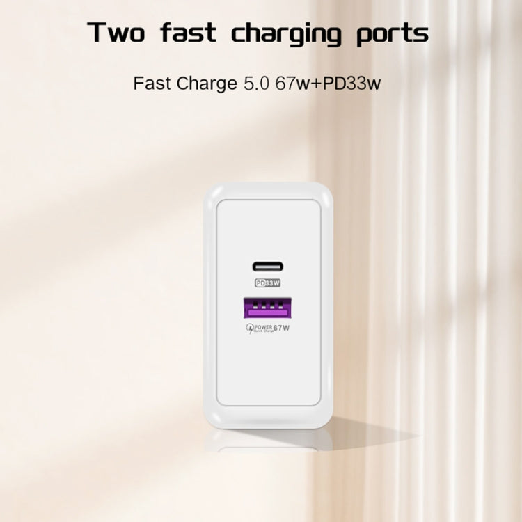 USB 67W / Type-C PD 33W Super fast Charging Full Protocol Mobile Phone Charger, EU Plug(Black) - USB Charger by PMC TechLife | Online Shopping South Africa | PMC TechLife | Buy Now Pay Later Mobicred