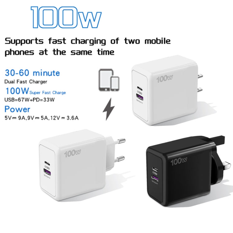 USB 67W / PD 33W Super fast Charging Full Protocol Mobile Phone Charger, UK Plug(Black) - USB Charger by PMC TechLife | Online Shopping South Africa | PMC TechLife | Buy Now Pay Later Mobicred