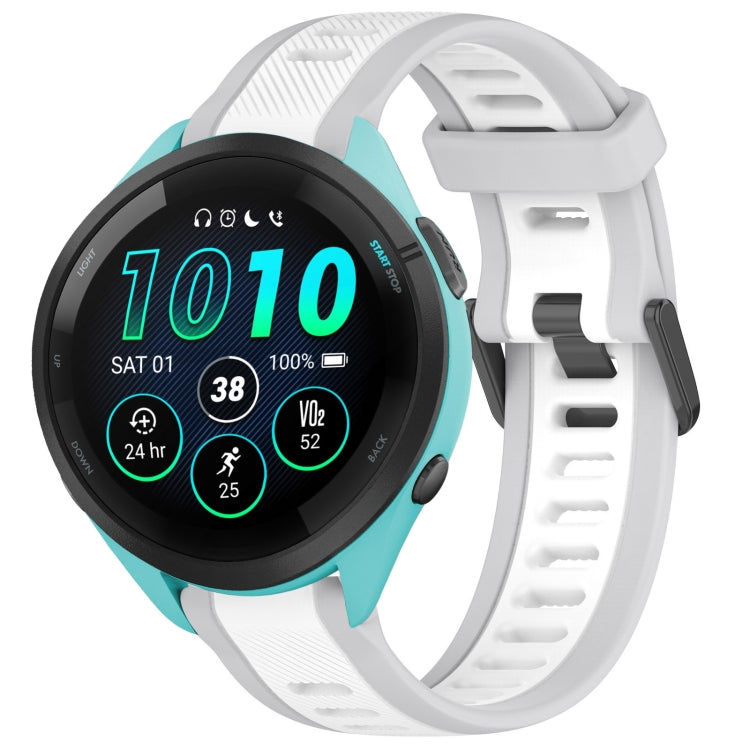 For Garmin Forerunner 265 22mm Two Color Textured Silicone Watch Band(White+Grey) - Watch Bands by PMC TechLife | Online Shopping South Africa | PMC TechLife