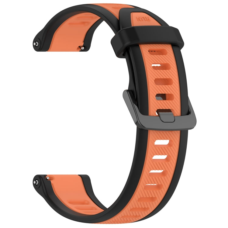 For Garmin Forerunner 255 Music 22mm Two Color Textured Silicone Watch Band(Orange+Black) - Watch Bands by PMC Jewellery | Online Shopping South Africa | PMC Jewellery